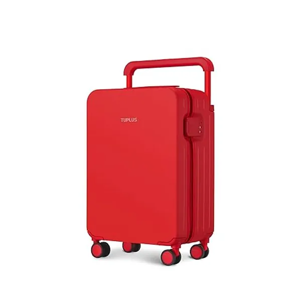 TUPLUS Koffer Trolley ABS Rollkoffer mit 4 Rollen Reisekoffer Handgepäck Hartschalenkoffer mit TSA Schloss - Rot - S (56cm - 38L)