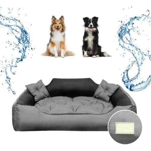 Black Lion Lit pour Chien Grande Taille Adaptable et Lavable 115x95x20cm, Lit pour Chien Moyen, Lit pour Chien XXL +2 Coussins pour Chien, Lit pour Chien XL, Panier pour Chien, Canapé pour Chien Grey