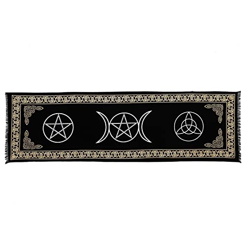 Indian Consigners 3 in 1 Altar Cloth Pentagram Triquetra Triple Moon Long Tablecloth