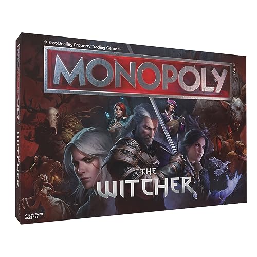 Monopoly The Witcher | Play as Crystal Skull, Flaming Book, Kaer Morhen, Lute and More | Officially Licensed Collectible Game Based On Popular Video Game Franchise