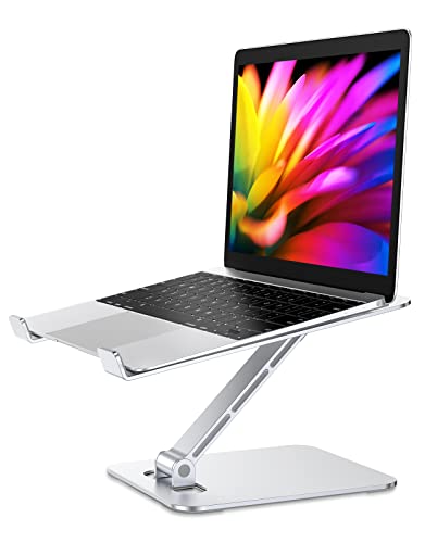 Babacom Laptop Stand Lap Desk, Ergonomic Foldable Computer Stand with Adjustable Height, Ventilated Aluminium Alloy Riser Compatible with MacBook Air, Pro, Dell XPS, All 10-16" Laptops (Silver) - Silver