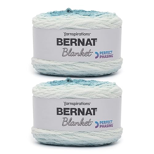 Bernat Blanket Perfect Phasing DEEP Teal Cake Yarn - 2 Pack of 10.56oz/299.37g - 100% Polyester - #6 Super Bulky - 220 Yards for Knitting, Crocheting, Crafts & Amigurumi - Deep Teal - 2 Pack - BLANKET PERFECT PHASING