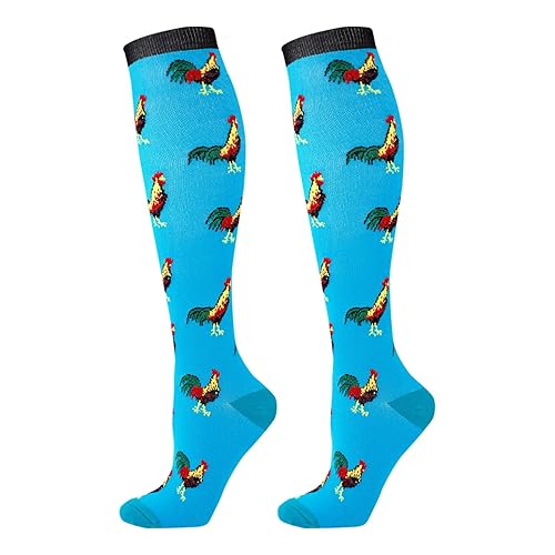 Junely Compression Socks for Women Knee High Stockings for Running Nurses Support Travel Pregnancy Gifts - Chicken