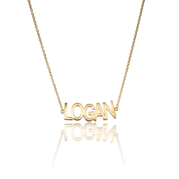 Gold Nameplate Necklace - 14K Yellow Gold