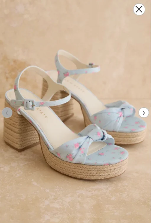 
        Hayleey Floral Wedges in Light Blue | Altar'd State
    