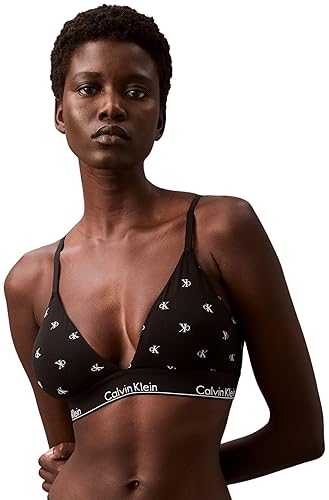 Calvin Klein Soutien-Gorge Brassière Femme Triangle Rembourrage Amovible - XS - Noir (Black Diamond Logo Print)
