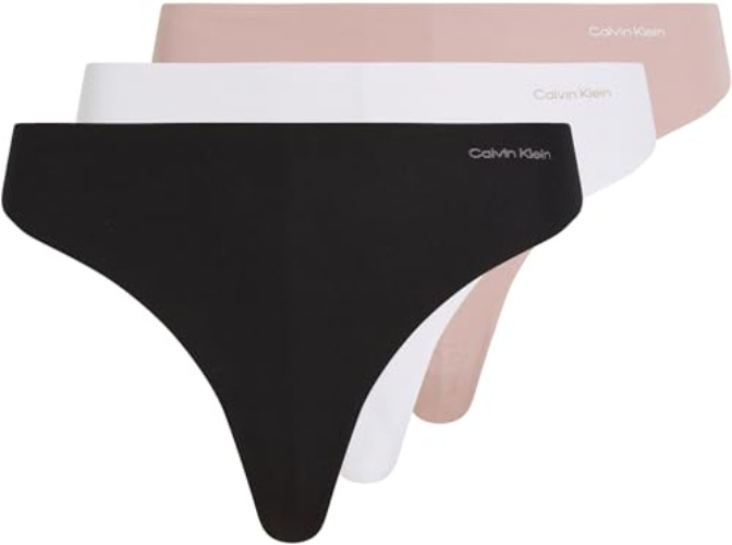 Calvin Klein Damen 3er Pack Strings mit Spitze - XS - Mehrfarbig (Black/White/Subdued)