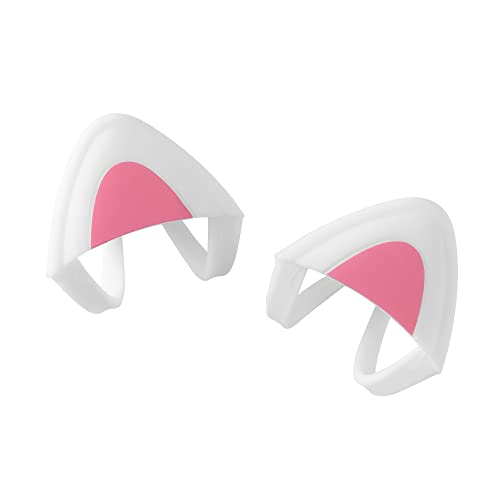 kwmobile Oreille de Chat pour Casque Audio - 2X Accessoire déco Oreille Chat en Silicone Casque de Musique Largeur Arceau 2,5-3,8 cm Overear Headphone - Blanc-Fuchsia - blanc-fuchsia