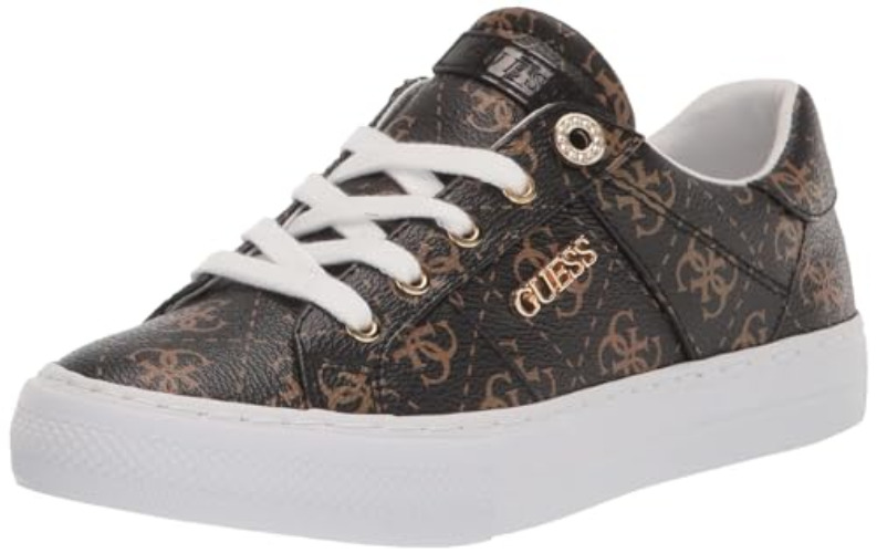 GUESS Femme Loven3 Basket - 37 EU - Tissu Marron Multicolore