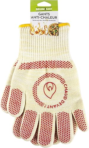 BIRAMBEAU - Gant de Four, Gant de Protection Anti-Chaleur, 1 Paire, Jaune Clair et Rouge