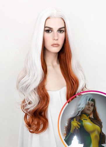 X-Men Rogue White Auburn Mixed Wavy Lace Front Synthetic Wig LF1703 | White Auburn Mixed