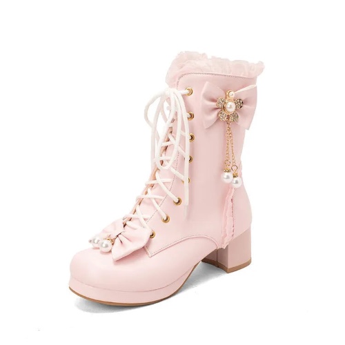 Pretty Pearl Princess Booties - Pink / 41