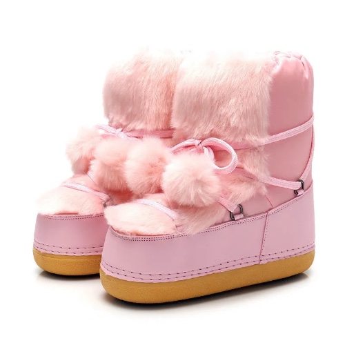 Winter Pom Pom Snow Boots - Pink / 41-42