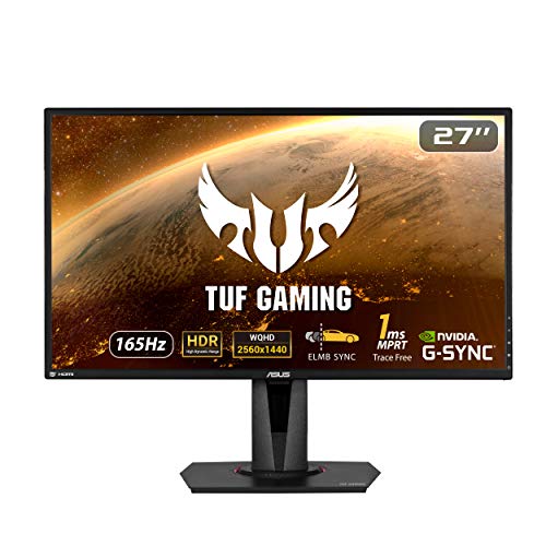 ASUS TUF Gaming VG27AQZ | 27 Zoll WQHD Monitor | 165 Hz, 1ms MPRT, G-Sync kompatibel, HDR 10 | IPS Panel, 16:9, 2560x1440, DisplayPort, HDMI, ergonomisch - 27" WQHD - höhenverstellbar - 165Hz IPS