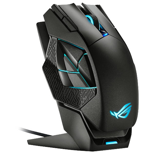 ASUS ROG Spatha X Gaming Maus (kabellos, kabelgebunden, magnetische Ladestation, 12 programmierbare Tasten, 19.000 dpi, Aura Sync) - ROG SPATHA X
