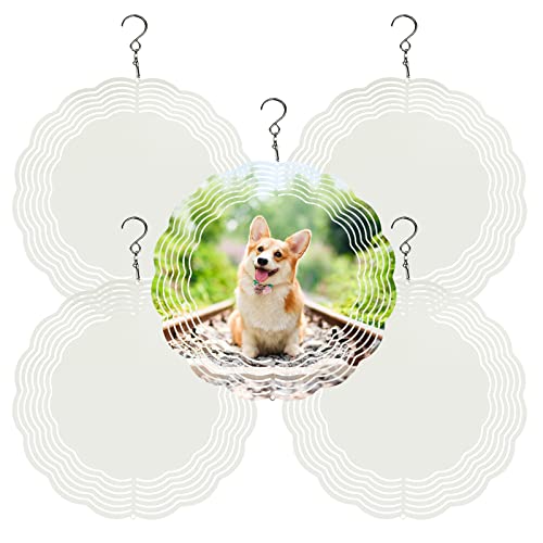5 Pack Sublimation Wind Spinner Blanks 8 Inch Wind Spinners Sublimation Blanks 3D Aluminum Metal Wind Spinners for Yard and Garden Indoor Outdoor Window Porch Front Door Decoration Round - 5pcs - 8 Inch