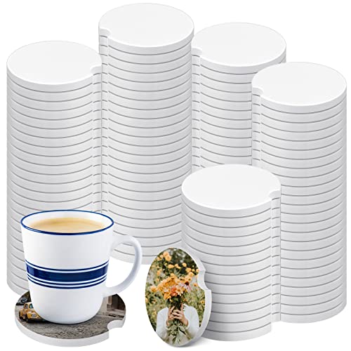 Ceramic Car Sublimation Blanks Cupholders Sandstone for Car Cup with Finger Notch for Easy Removal Car Ceramic Auto Cupholder Keep Vehicle from Cold Drink Sweat Stain Spill (100 Pieces) - 100