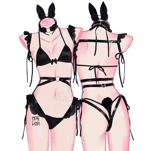 Black Valentine Bunny - Black / XS/S