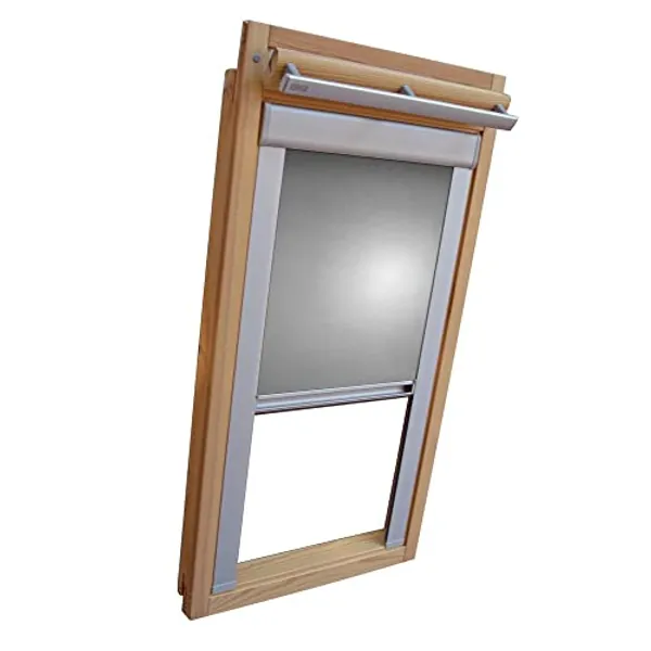 Verdunkelungsrollo THERMO Alu-Rückseite für VELUX Dachfenster TYP VL Y/VU Y/VKU - Y23 - Farbe Silber-Grau - mit Aluminium Seitenschienen - KLICK Montage