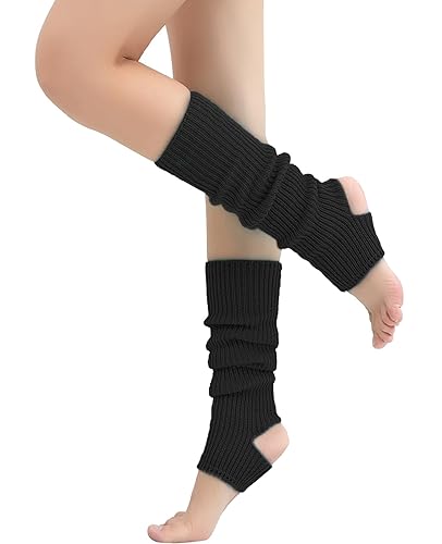 Nanxson Damen Mädchen Stulpen Beinwärmer Ballettstulpen Legwarmer mit Fersenloch für Ballett Fitness Yoga - Schwarz