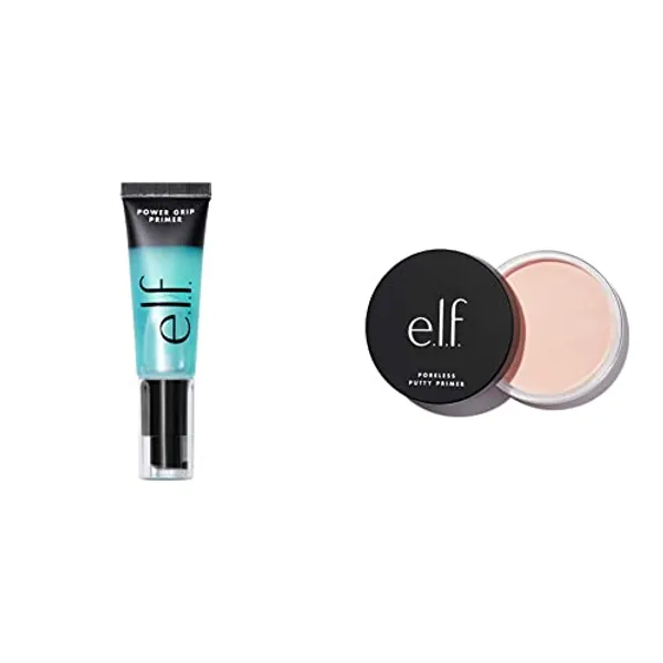 e.l.f. Power Grip Primer, Gel-Based & Hydrating Face Primer & Primes, 0.811 Fl Oz & Poreless Putty Primer, Silky, Skin-Perfecting, Lightweight, Long Lasting, Smooths, 0.74 Fl Oz