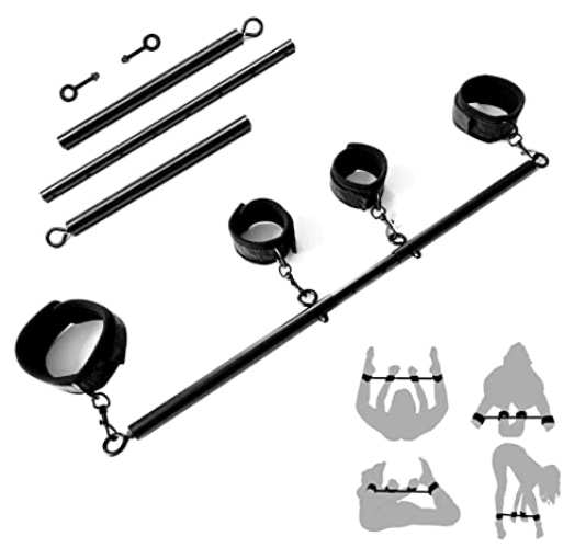 Spreader Bar Toys Bondage Sex Furniture Restraints with Handcuffs 22-36inch [Clips Upgraded] - 22-34 Inch