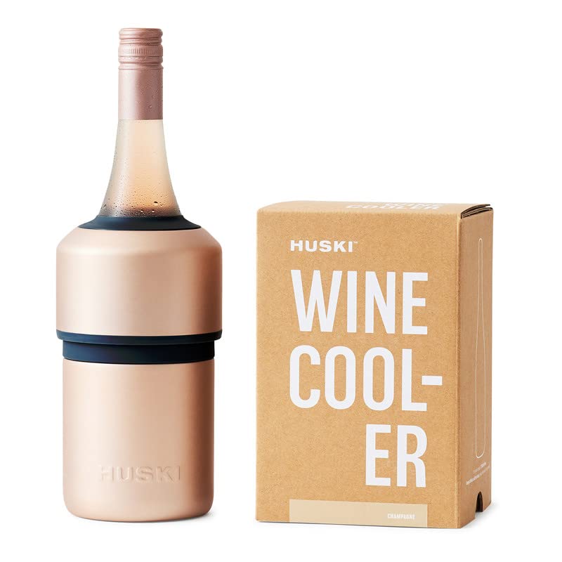 Huski Wine Cooler | Premium Iceless Wine Chiller | Keeps Wine Cold up to 6 Hours | Award Winning Design | New Wine Accessory | Fits Some Champagne Bottles | Wine Lovers (Champagne)