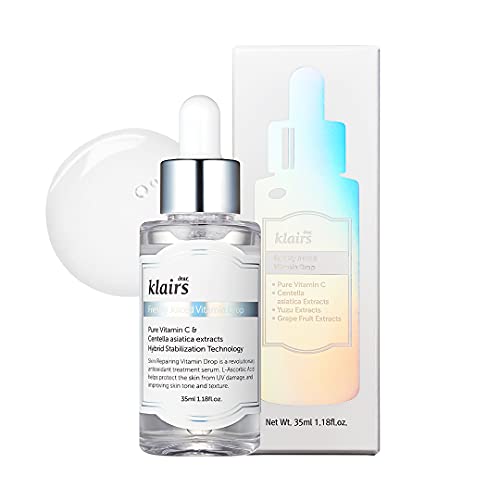 DearKlairs Freshly Juiced Vitamin Drop, 5% Hypoallergenic pure vitamin C serum, 1.18oz | ascorbic acid vitamin c serum, antioxidant serum for face, korean skincare
