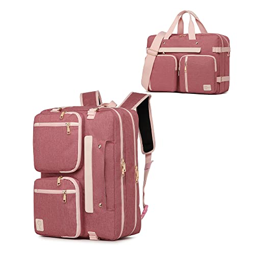 Convertible 3 in 1 Laptop Backpack,17.3 inch Messenger Backpack Satchel Bag Briefcase Backpack Computer Handbag Shoulder Bag - Pink