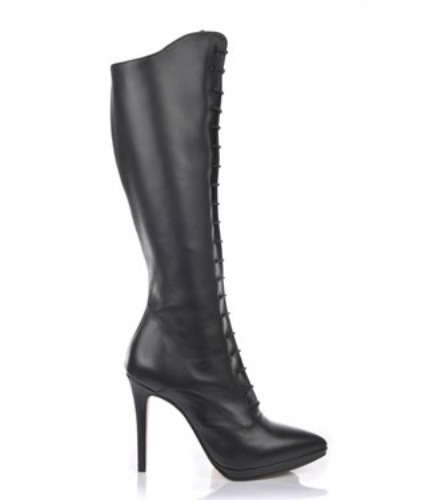 CUSTOM High Italian lace-up knee boots JUNO with stiletto heels in genuine leather