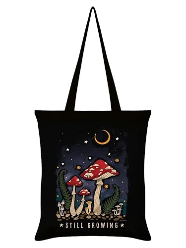 Magical Mushrooms Still Growing Tote Bag Black 32x44cm