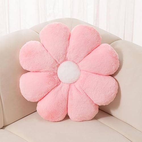 FIONOUT Pink Flower Pillow,Light Pink Daisy Pillow,17.7In Cute Flower Shaped Pillow Decorative Throw Pillows,Floor Pillows for Sitting,Room Decor & Plush Pillow for Bedroom Sofa Chair(45CM Pink) - Pink - 17.7 Inches