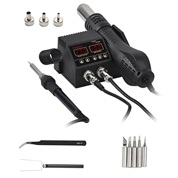 TXINLEI 8586D 110V Soldering Station, 2 in 1 Digital Display Rework Station SMD Hot Air Soldering Iron