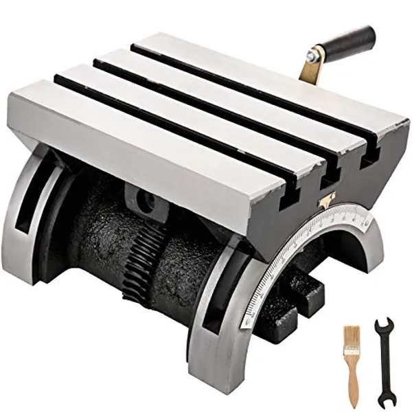 VEVOR Tilting Milling Table 7x5inch Tilting Angle Milling Machine 0-90°Adjustable Swivel Angle Plate with 3 T-Slots and an Adjustable Crank Handle Heavy Duty Tilting Milling Machine for Grinding