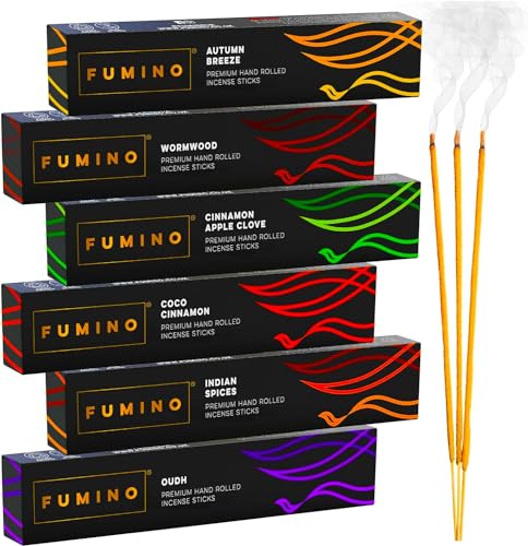 Fumino Fresh Handmade Incense Sticks Multipack Fireside & Frost Bundle 6 Boxes 84 sticks (90g) Masala Agarbatti Joss Scent Fragrance for Relaxation and Meditation, Home and House Decor - Fireside & Frost Bundle