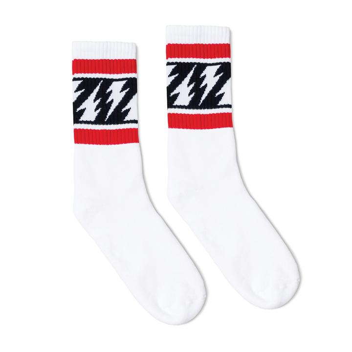 SOCCO x Mike Vallely Crew Length Socks - WHITE W/ LIGHTNING BOLT | Default Title