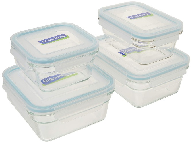 Glasslock 11368 8-Piece Rectangle and Square Assorted Oven Safe Container Set