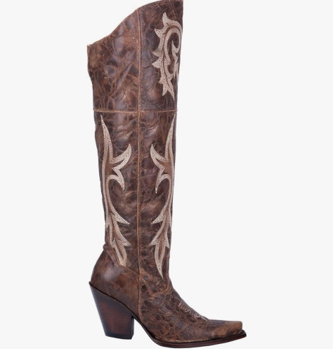 Dan Post Womens Jilted Embroidered Snip Toe Dress Boots Over the Knee High Heel 3" & Up - Brown