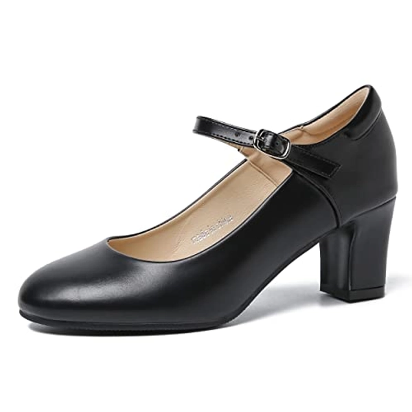Women's Mary Jane Shoes Low Block Heel Round Toe Dress Office Work Church Pumps