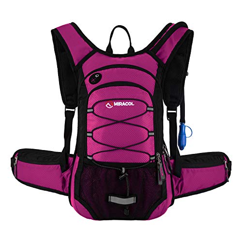 Hydration Pack Hiking Water Backpack - Miracol Hiking Backpack with 2L Bladder - Insulated Lightweight Hydration Backpack - Rose