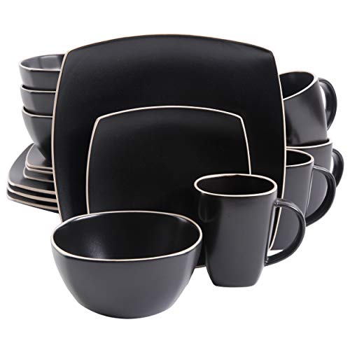 Gibson Soho Lounge Dinnerware Set, Service for 4 (16pcs), Matte Black - Service for 4 (16pcs) - Matte Black