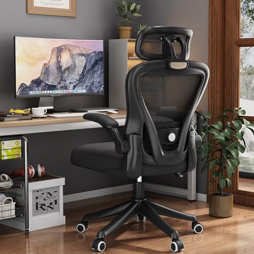 SeekFancy Ergonomic Office Chair M903, High Back Computer Desk Chair with Wheels, Comfy Mesh Office Chair with Adjustable Lumbar Support & Headrest, Black Swivel Executive Managerial Task Chair - Black