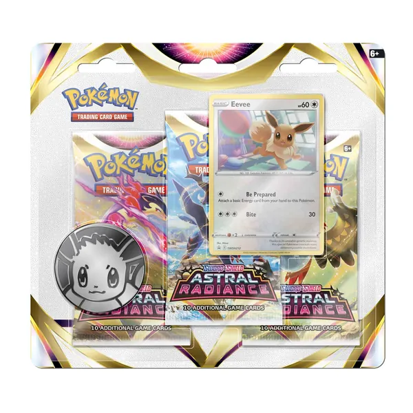 Pokémon TCG: Sword & Shield-Astral Radiance 3 Booster Packs, Coin & Eevee Promo Card