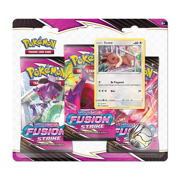 Pokémon TCG: Sword & Shield-Fusion Strike 3 Booster Packs, Coin & Eevee Promo Card