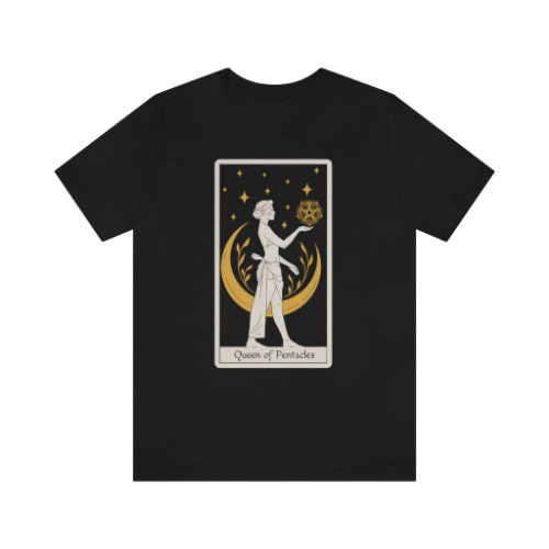 Queen of Pentacles Tarot Card Shirt | Black / L