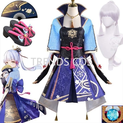 Game Genshin Impact Kamisato Ayaka Cosplay Costume Ayaka Outfit Fan Dress Wig Cosplay Anime for Halloween Role Play Comic Con