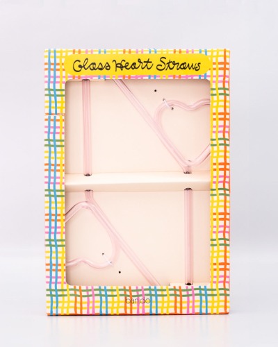 Heart Glass Straw Set