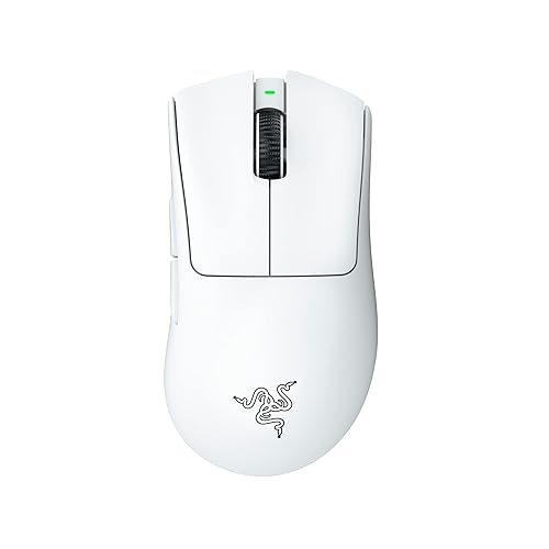 Razer DeathAdder V3 Pro Wireless Gaming Mouse: 64g Lightweight Ergonomic - 30K DPI Optical Sensor - Gen-3 Optical Switches - 8 Programmable Controls - Up to 90 Hr Battery - White - White - 1000 Hz