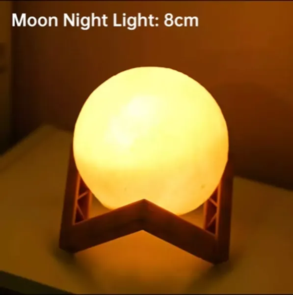 Led Night Light 3d Print Moon Lamp 8cm/12cm Battery Powered With Stand Starry Lamp 7 Color Bedroom Decor Night Lights Kids Gift - Night Lights - AliExpress