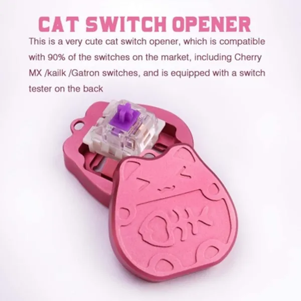 Switch Opener Lucky Cat Aluminum for Kailh Gateron Cherry MX Switches Mechanical Keyboard Custom Opening Tool with Metal Magnet… - Pink